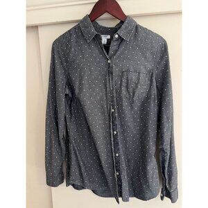 Old Navy grey polka dot button up - medium tall